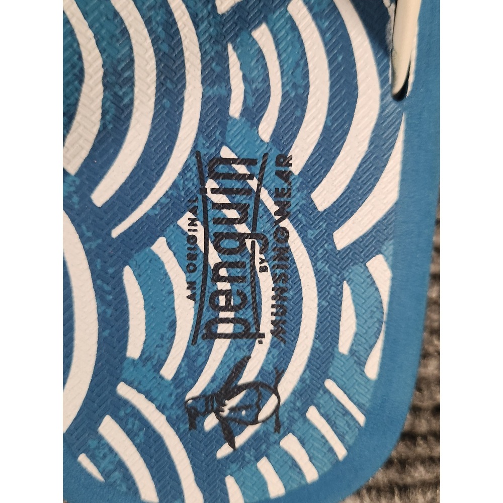 Original Penguin Mens Flip Flop Sandals Blue White Wave FMS8559AOP Size M 9-10 - Picture 3 of 7